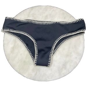 Victoria Secret Bikini Swim Bottoms Stitching Black Size Small NWOT